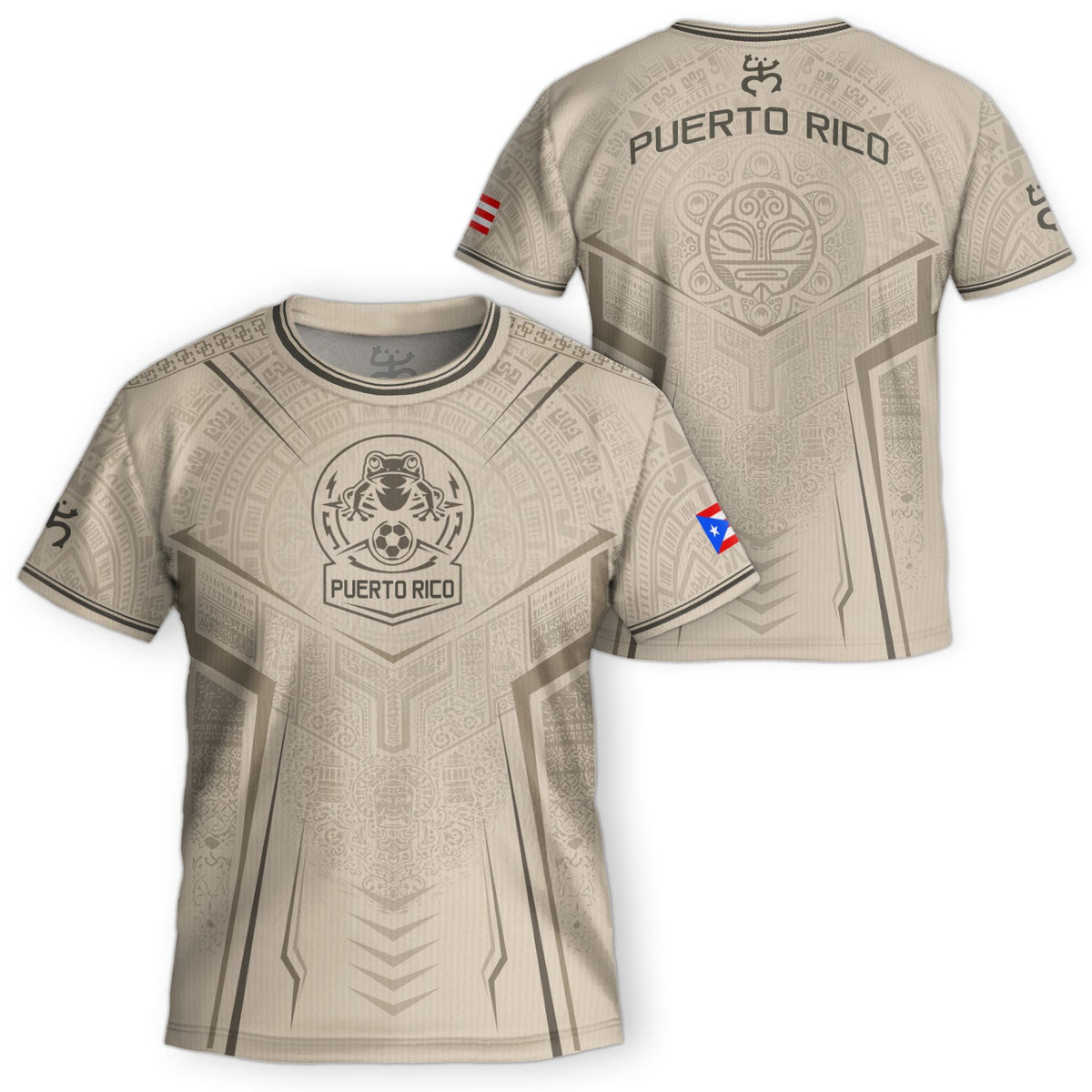 Kids Puerto Rico Soccer Jersey for Boy and Girl, Beige Taino Coqui Frog, Youth Soccer Jersey Inspired by Puerto Rico Kids Soccer Jersey, Northryn Co.