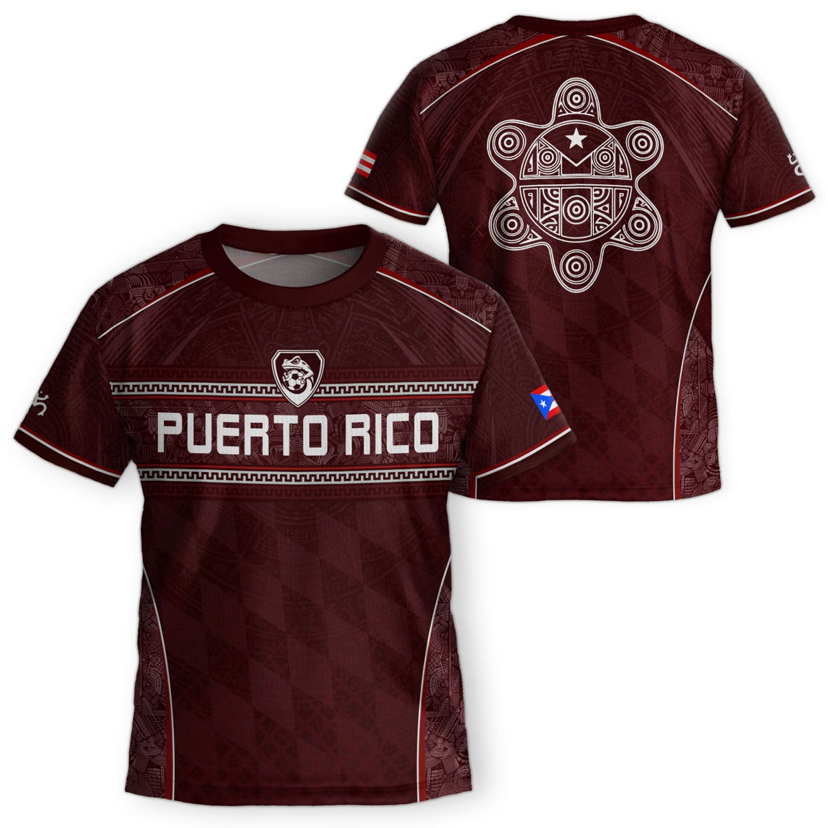 Maroon Taino, Kids Puerto Rico Soccer Jersey with Coqui Frog for Boy and Girl, Puerto Rico Kids Soccer Jersey Meets Youth Soccer Jersey, Northryn Co.