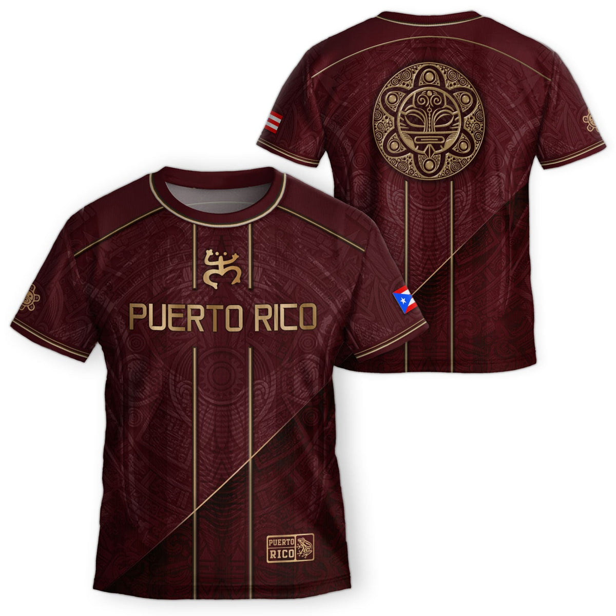 Bold Maroon Taino, Kids Puerto Rico Soccer Jersey with Coqui Frog for Boy and Girl, Puerto Rico Kids Soccer Jersey, Youth Soccer Jersey, Northryn Co.