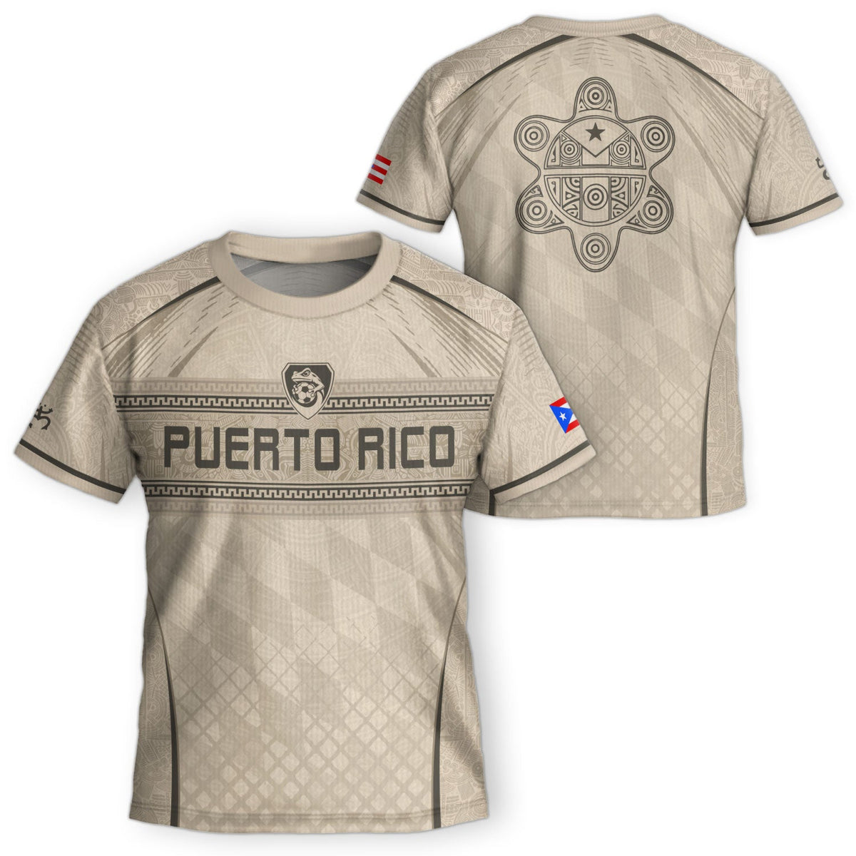 Beige Tan Taino, Kids Puerto Rico Soccer Jersey with Coqui Frog for Boy and Girl, Puerto Rico Kids Soccer Jersey and Youth Soccer Jersey, Northryn Co.
