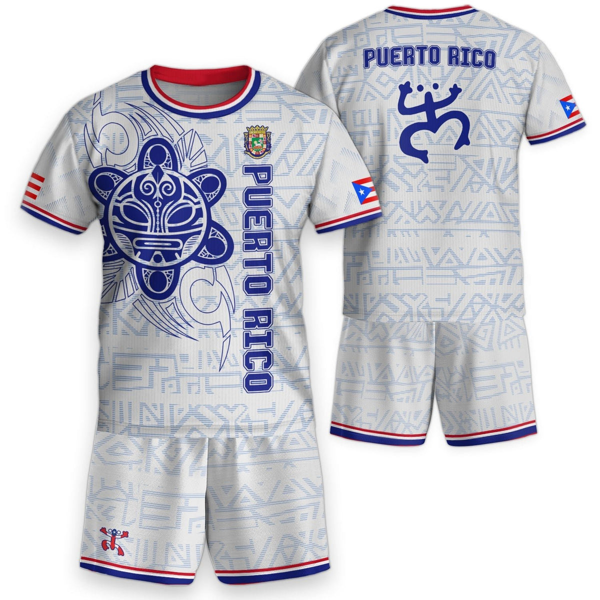 Kids Puerto Rico Soccer Jersey, White Blue Taino Sun Coqui Boricua for Boy and Girl, Youth Soccer Jersey, Puerto Rico Kids Soccer Jersey, Northryn Co.