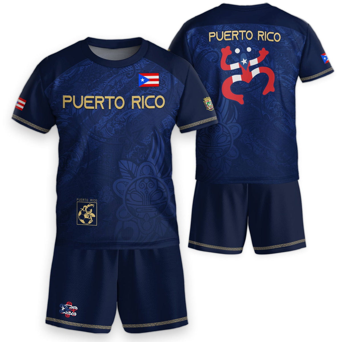 Navy Gold Boricua, Kids Puerto Rico Soccer Jersey with Coqui Frog for Boy and Girl, Puerto Rico Kids Soccer Jersey, Youth Soccer Jersey, Northryn Co.