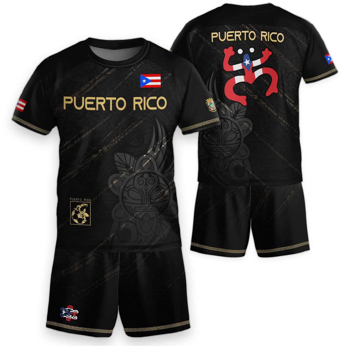 Kids Puerto Rico Soccer Jersey, Black Gold Boricua Coqui Frog for Boy and Girl, Youth Soccer Jersey Meets Puerto Rico Kids Soccer Jersey, Northryn Co.