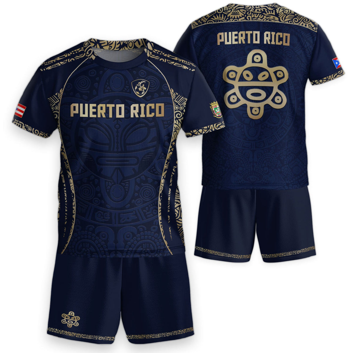 Navy Blue Boricua, Kids Puerto Rico Soccer Jersey with Taino Mask for Boy and Girl, Puerto Rico Kids Soccer Jersey, Youth Soccer Jersey, Northryn Co.