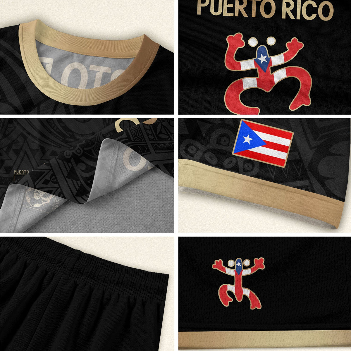 Puerto Rico Soccer Jersey in Black Gold for Men and Women, Coqui Frog Tribal Taino National, Puerto Rico Shirt and Puerto Rico Jersey, Northryn Co.