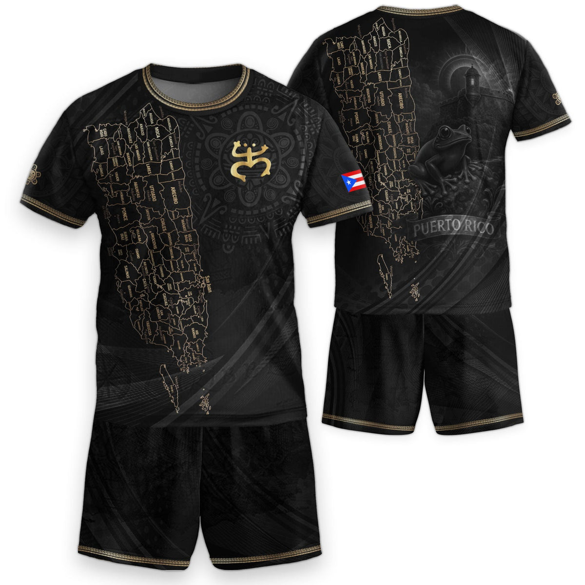 Kids Puerto Rico Soccer Jersey, Black Gold Map Taino Coqui for Boy and Girl, Youth Soccer Jersey for Puerto Rico Kids Soccer Jersey Fans, Northryn Co.