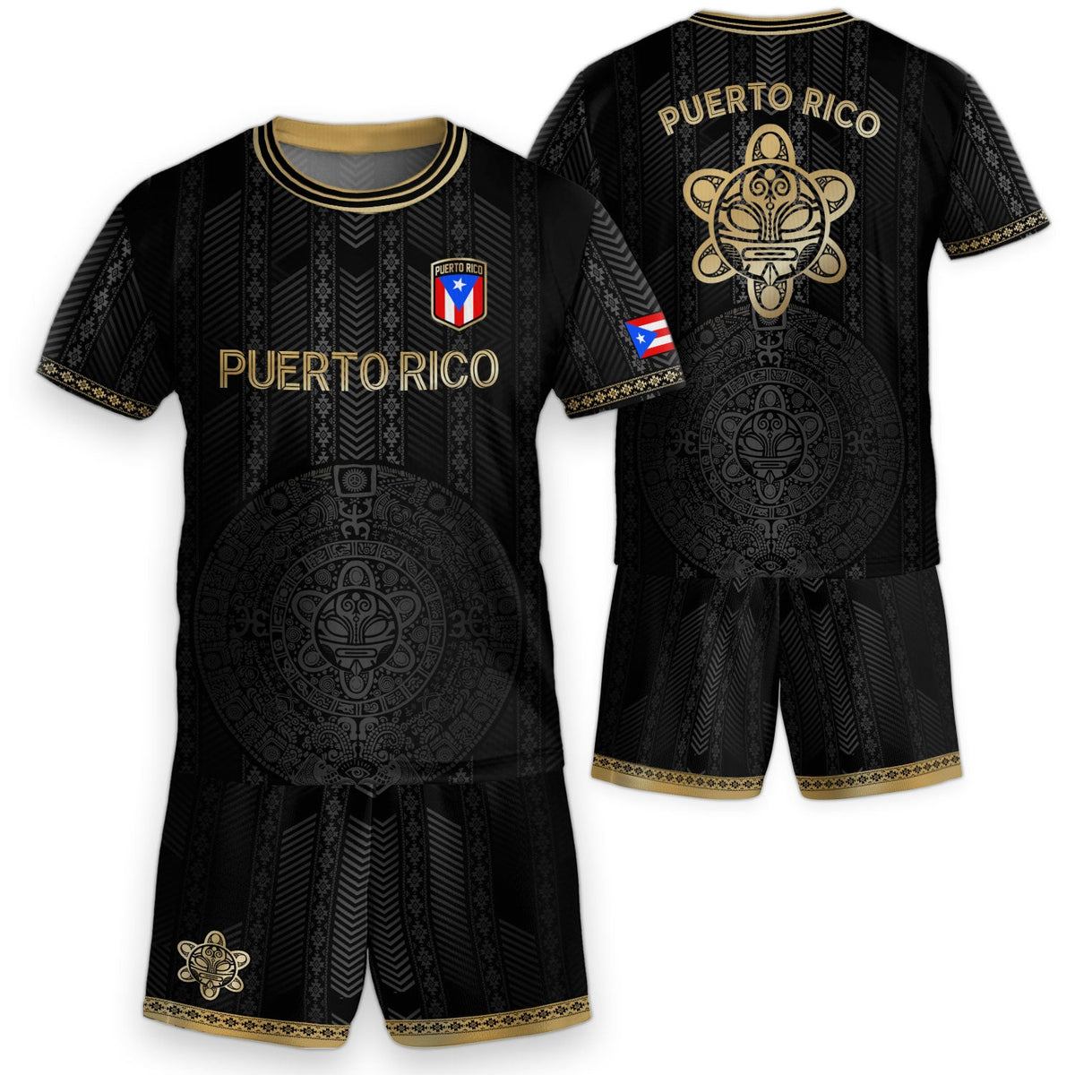 Black Gold, Kids Puerto Rico Soccer Jersey with Tribal Stripe for Boy and Girl, Puerto Rico Kids Soccer Jersey Meets Youth Soccer Jersey, Northryn Co.