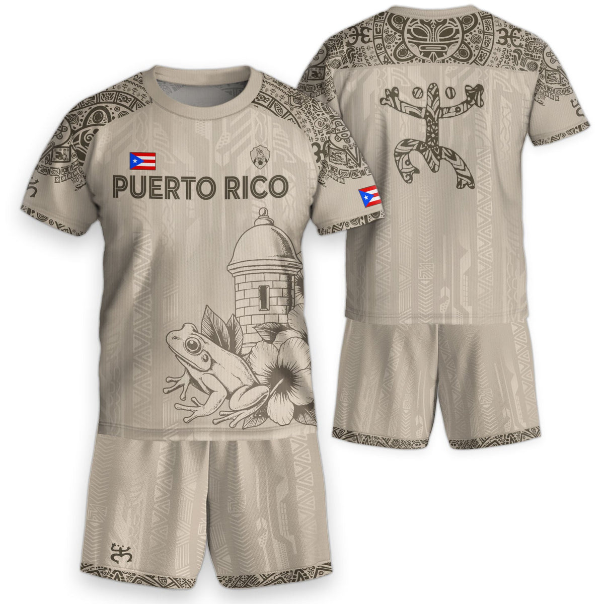 Beige Gold Coqui, Kids Puerto Rico Soccer Jersey with Frog Garita for Boy and Girl, Puerto Rico Kids Soccer Jersey, Youth Soccer Jersey, Northryn Co.