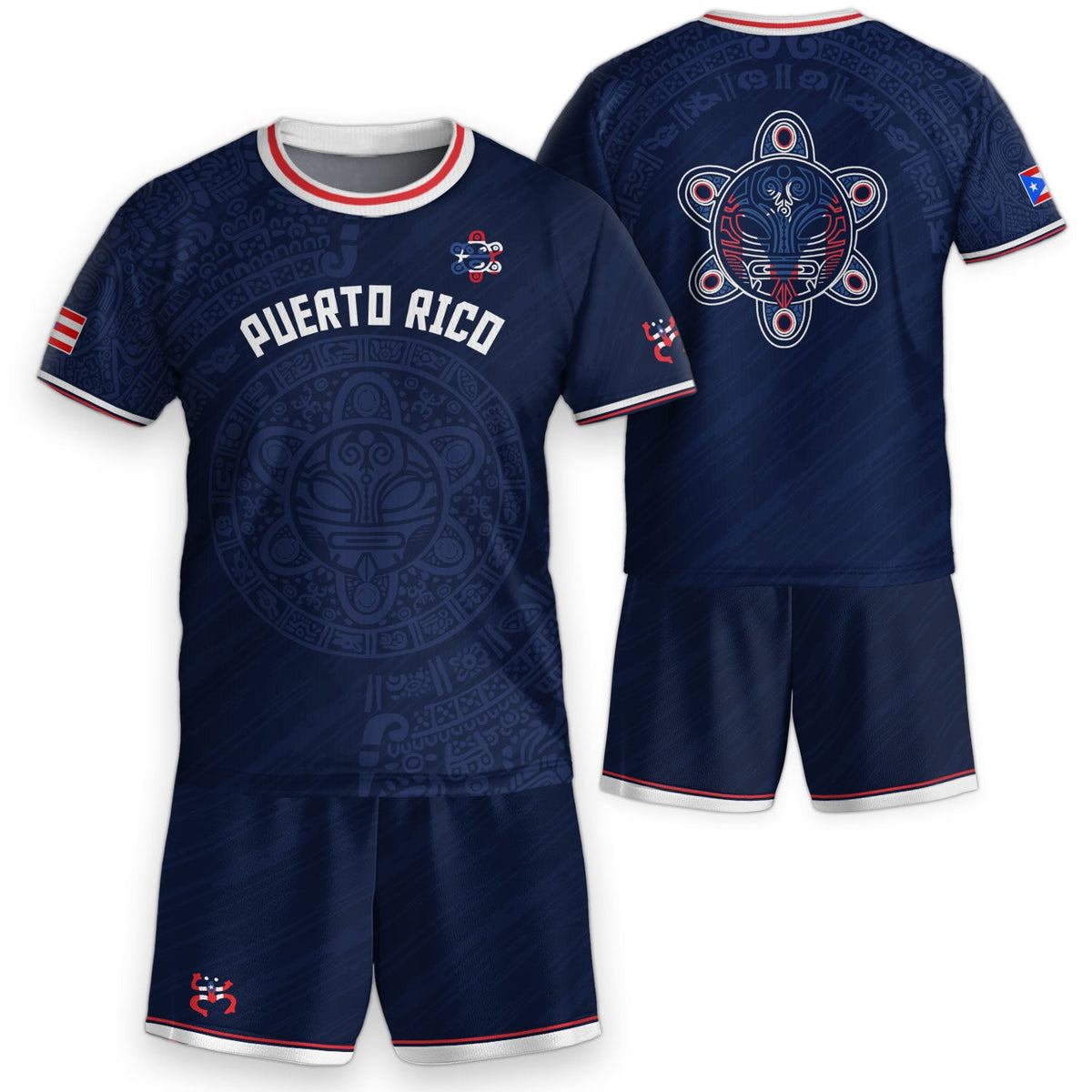 Navy Red White, Kids Puerto Rico Soccer Jersey for Boy and Girl with Taino Sun, Puerto Rico Kids Soccer Jersey Meets Youth Soccer Jersey, Northryn Co.