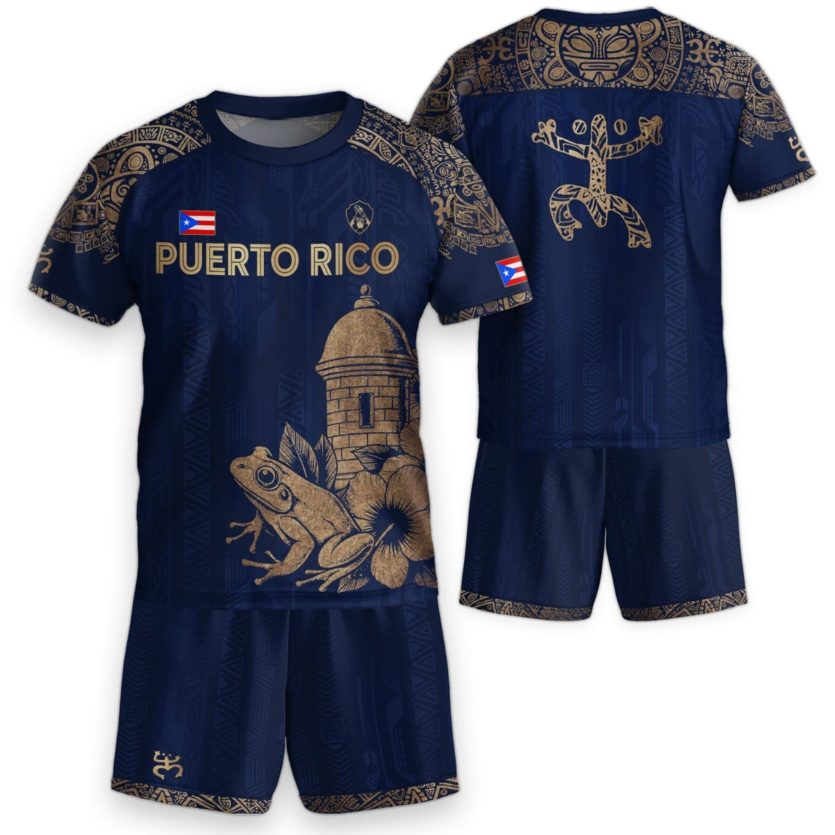 Navy Gold Coqui, Kids Puerto Rico Soccer Jersey with Frog Garita for Boy and Girl, Puerto Rico Kids Soccer Jersey, Youth Soccer Jersey, Northryn Co.