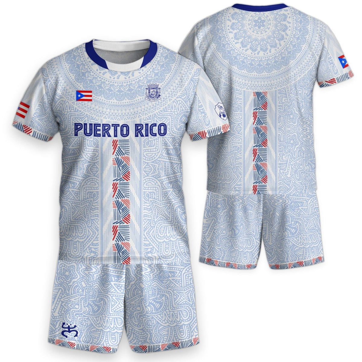 White Blue Taino, Kids Puerto Rico Soccer Jersey with Sun National for Boy and Girl, Puerto Rico Kids Soccer Jersey, Youth Soccer Jersey, Northryn Co.