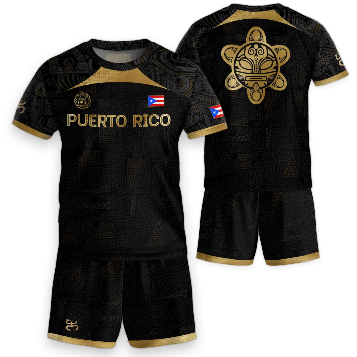 Black Gold, Kids Puerto Rico Soccer Jersey with Tribal Graphic for Boy and Girl, Puerto Rico Kids Soccer Jersey with Youth Soccer Jersey, Northryn Co.