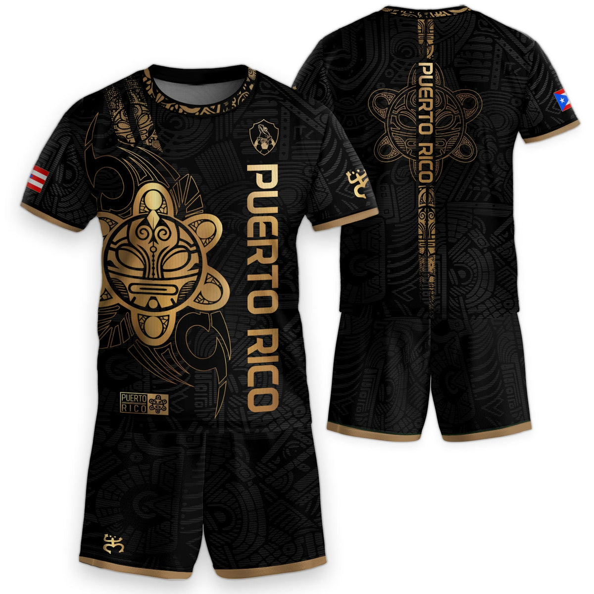 Black Gold Side, Kids Puerto Rico Soccer Jersey for Boy and Girl with Taino Sun, Puerto Rico Kids Soccer Jersey with Youth Soccer Jersey, Northryn Co.