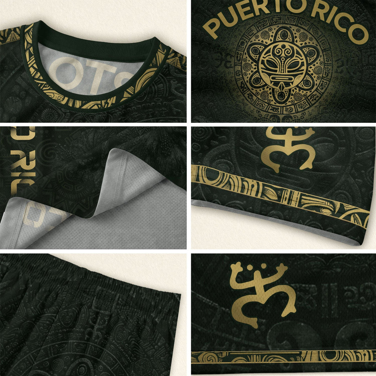 Puerto Rico Soccer Jersey in Green Gold for Men and Women, Coqui Frog Taino Sun Heritage, Top Puerto Rico Shirt and Puerto Rico Jersey, Northryn Co.