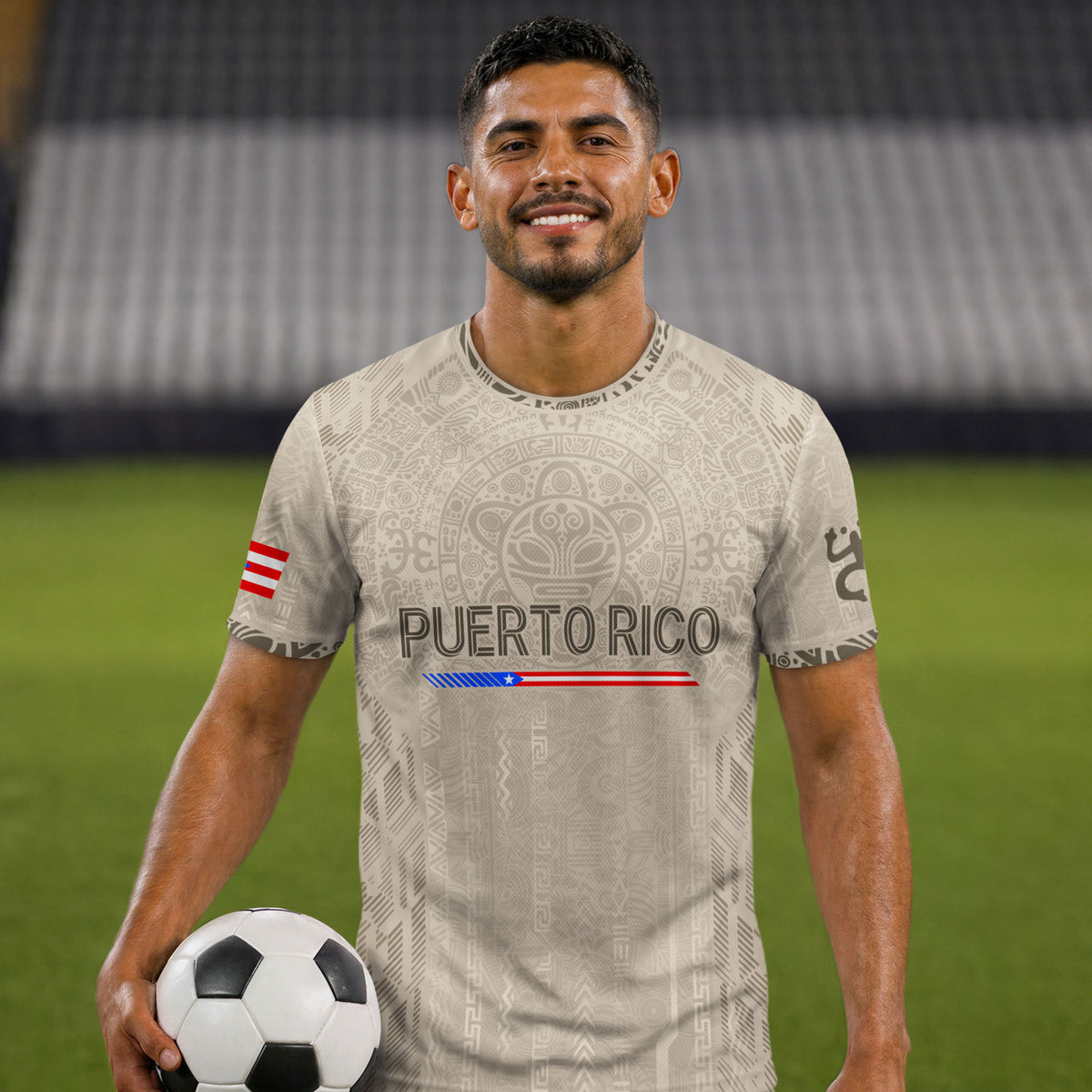 Puerto Rico Soccer Jersey Taíno Heritage Sand Beige Football Shirt Men Boricua Apparel