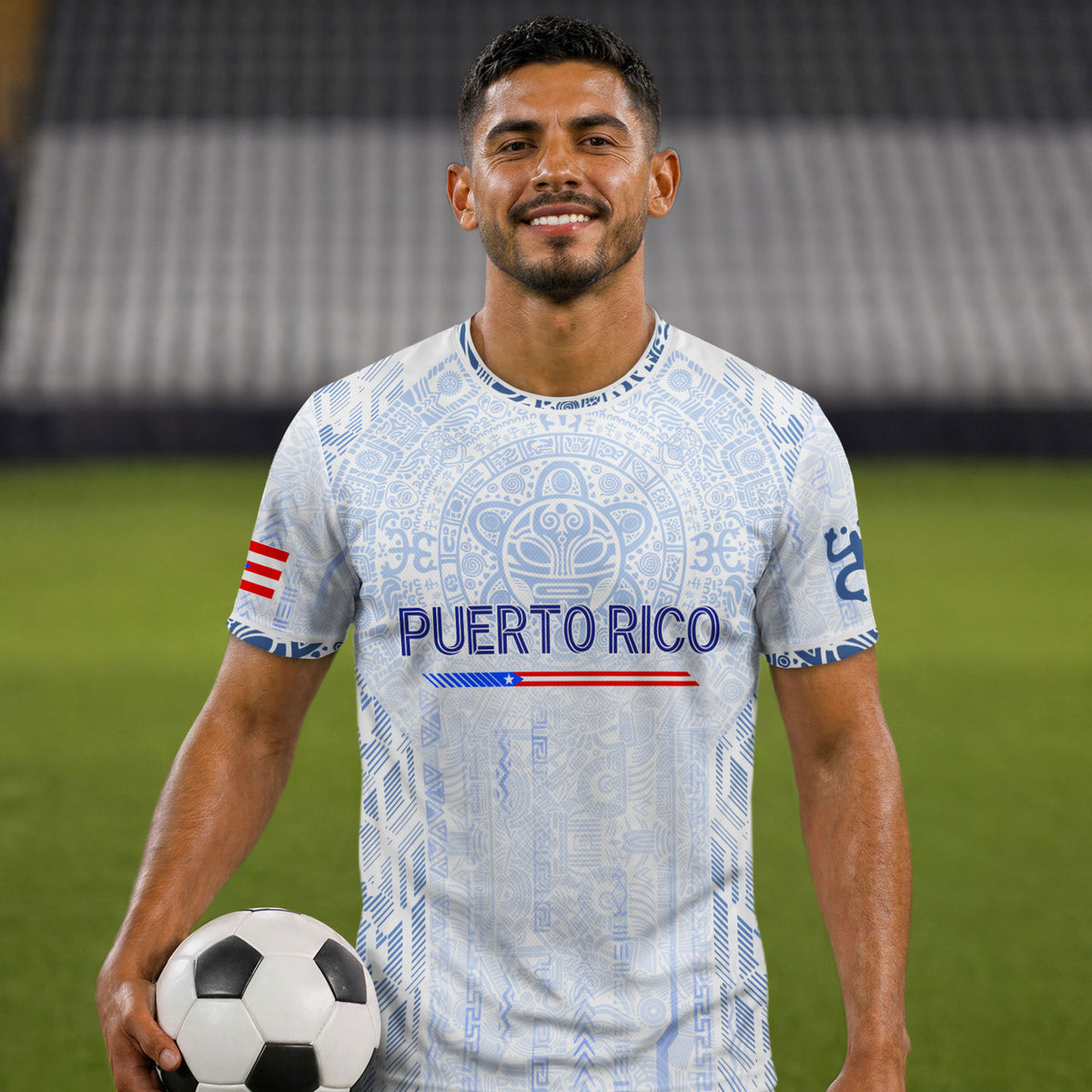 Puerto Rico Soccer Jersey White Blue Taino Sun Football Shirt Boricua Flag Apparel