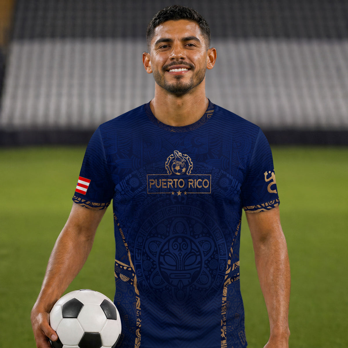 Traditional Taino Puerto Rico Coqui Frog Sun Navy Puerto Rican Soccer Jersey Men