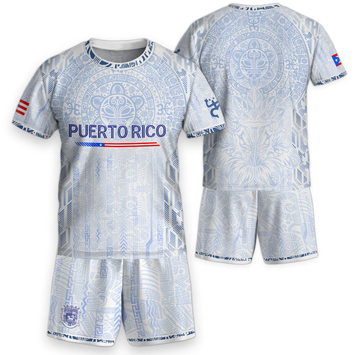 Authentic Youth White Puerto Rico Taino Sun Flag Athletic Team Soccer Jersey Shirt
