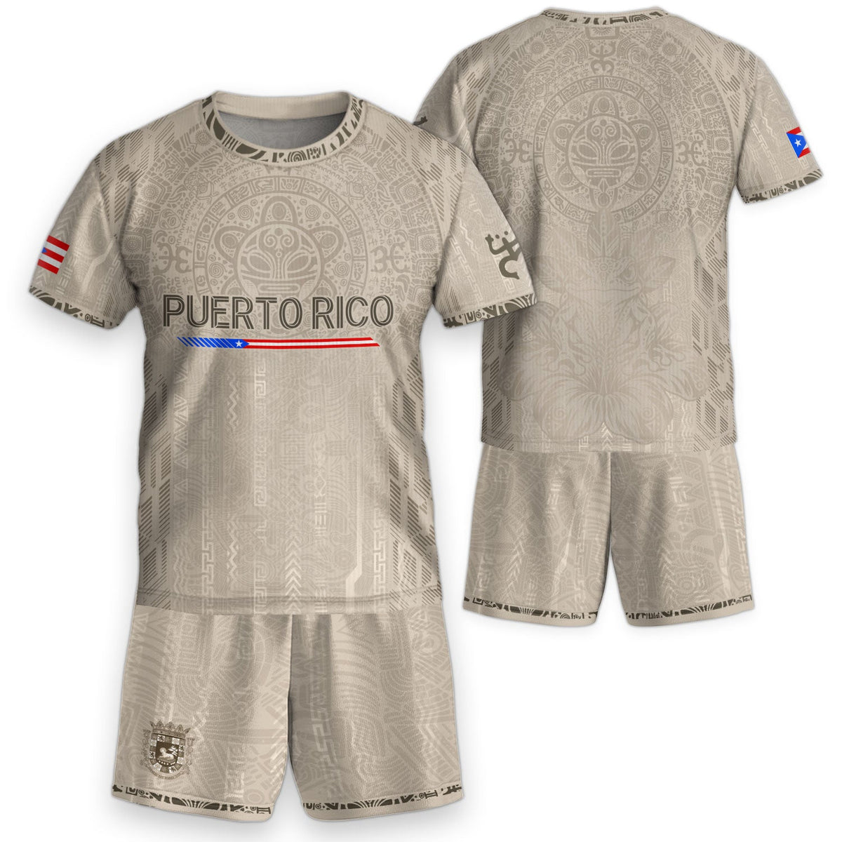 Kids Puerto Rico Soccer Jersey, Beige Taino Sun Boricua for Boy and Girl, Youth Soccer Jersey Inspired by Puerto Rico Kids Soccer Jersey, Northryn Co.