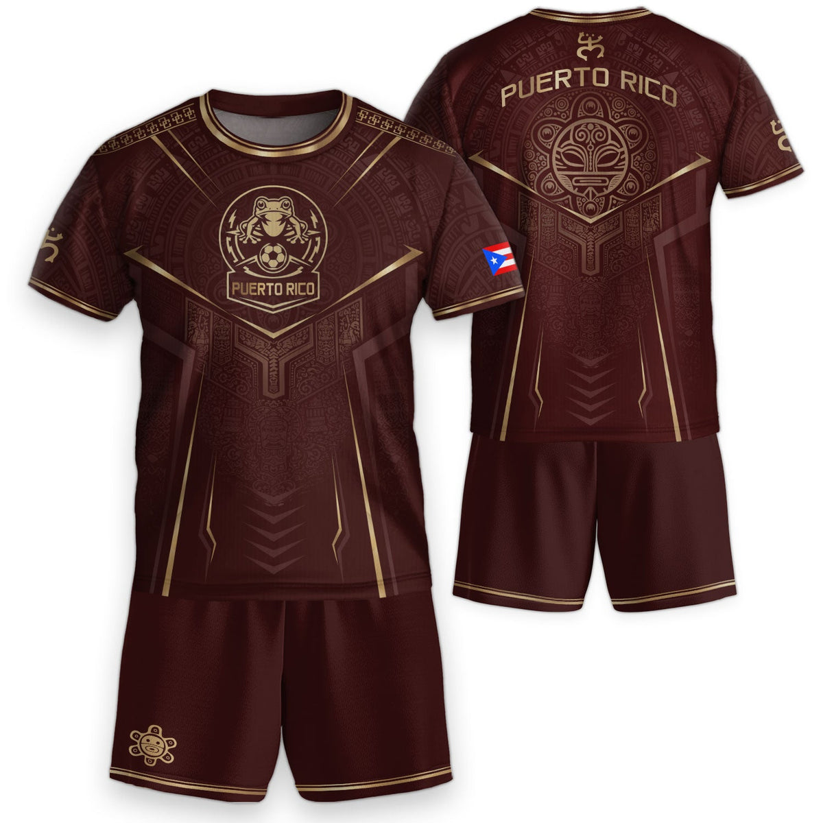 Authentic Maroon, Kids Puerto Rico Soccer Jersey for Boy and Girl with Taino Coqui, Puerto Rico Kids Soccer Jersey, Youth Soccer Jersey, Northryn Co.