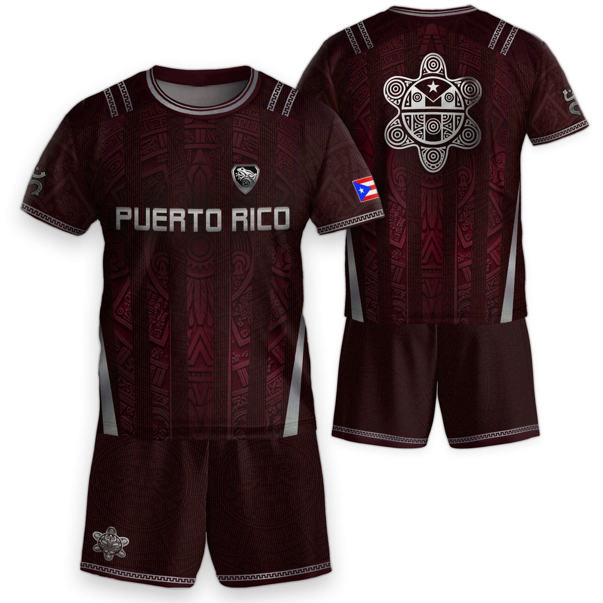 Traditional Maroon, Kids Puerto Rico Soccer Jersey with Taino for Boy and Girl, Puerto Rico Kids Soccer Jersey Meets Youth Soccer Jersey, Northryn Co.