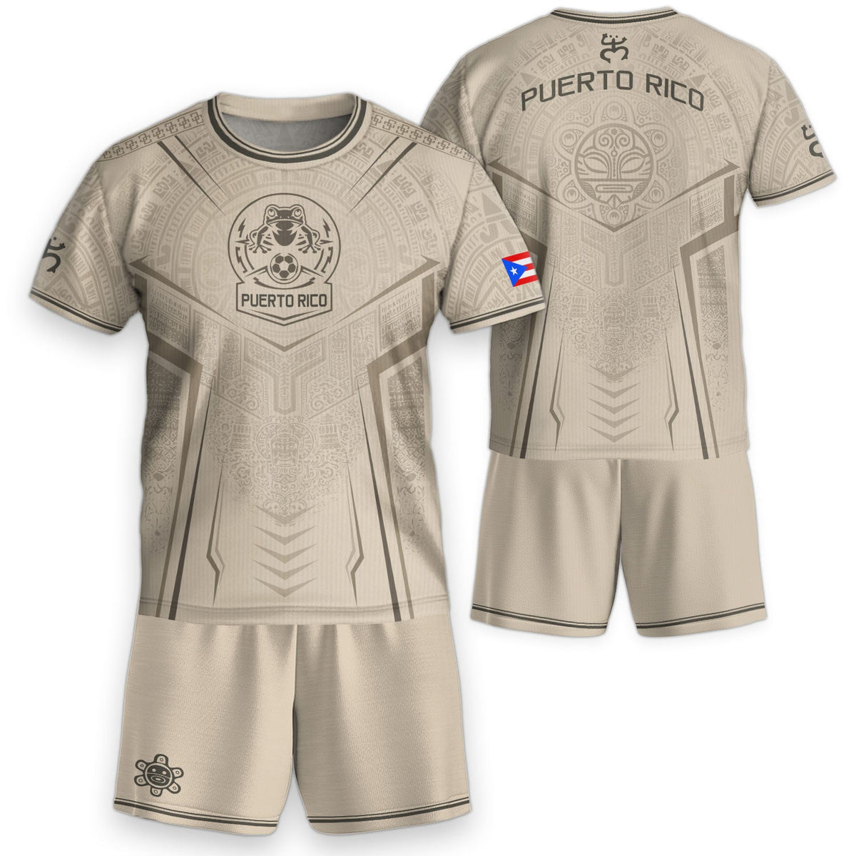 Kids Puerto Rico Soccer Jersey for Boy and Girl, Beige Taino Coqui Frog, Youth Soccer Jersey Inspired by Puerto Rico Kids Soccer Jersey, Northryn Co.
