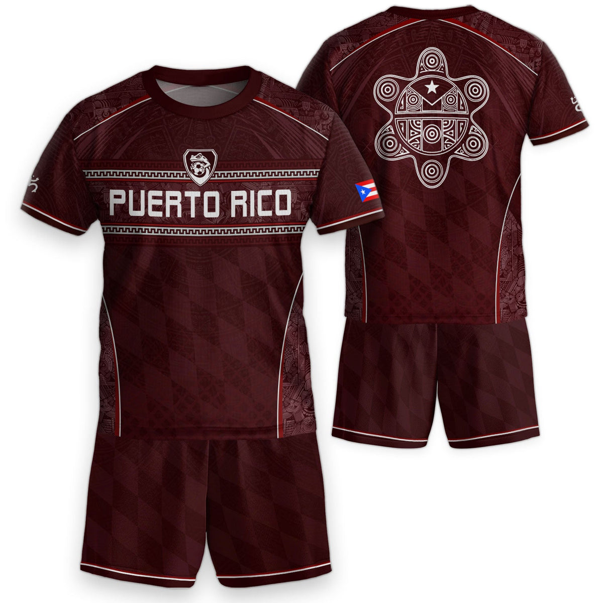 Maroon Taino, Kids Puerto Rico Soccer Jersey with Coqui Frog for Boy and Girl, Puerto Rico Kids Soccer Jersey Meets Youth Soccer Jersey, Northryn Co.