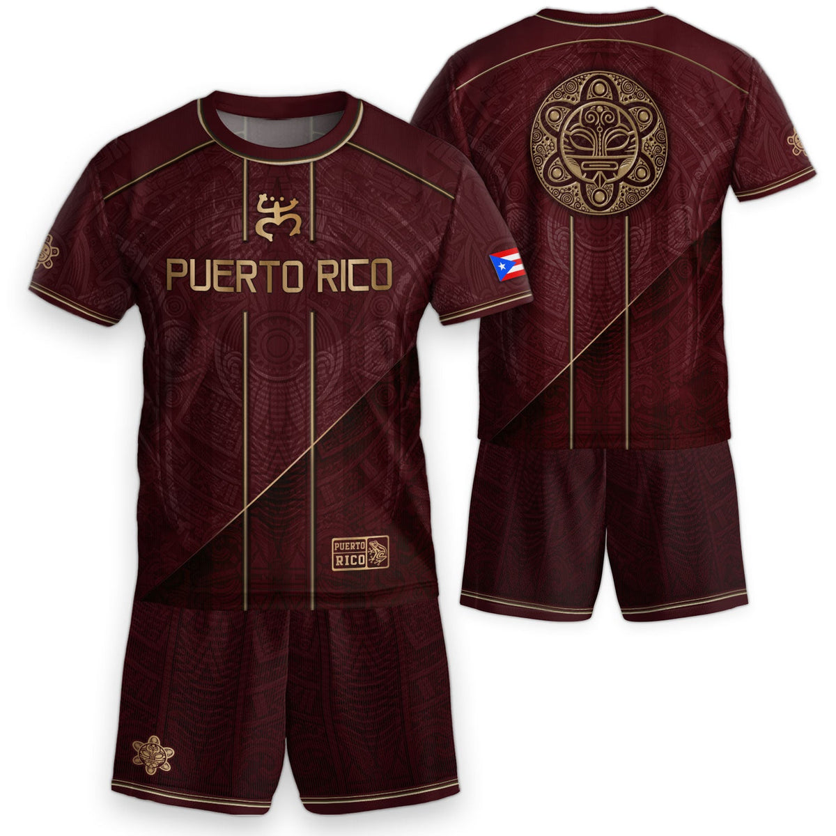Bold Maroon Taino, Kids Puerto Rico Soccer Jersey with Coqui Frog for Boy and Girl, Puerto Rico Kids Soccer Jersey, Youth Soccer Jersey, Northryn Co.