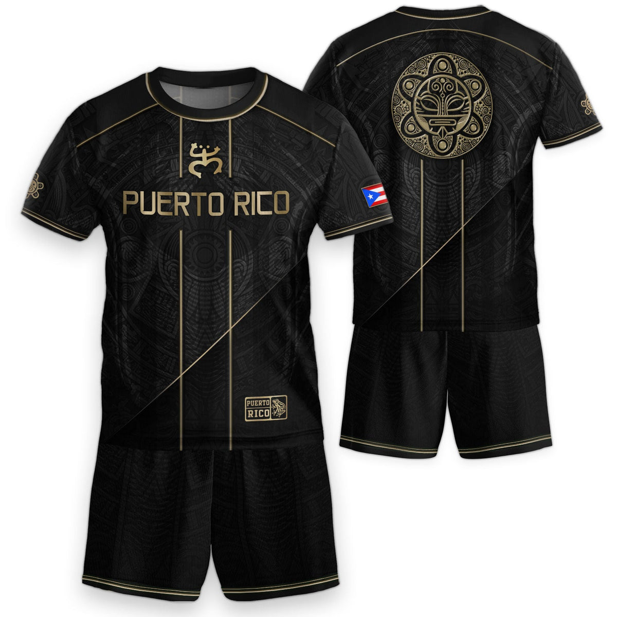 Black Gold Taino, Kids Puerto Rico Soccer Jersey with Coqui Sun for Boy and Girl, Puerto Rico Kids Soccer Jersey and Youth Soccer Jersey, Northryn Co.