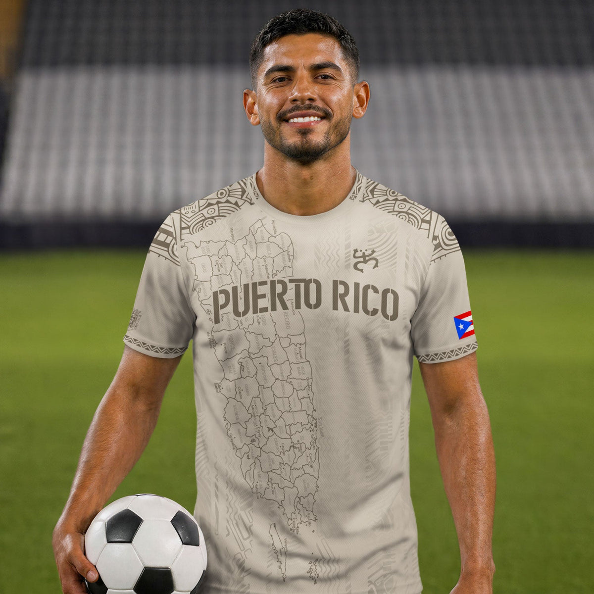 Puerto Rico Soccer Jersey with Boricua Taino for Men and Women, Tribal Map Symbols National, Puerto Rico Shirt and Puerto Rico Jersey, Northryn Co.