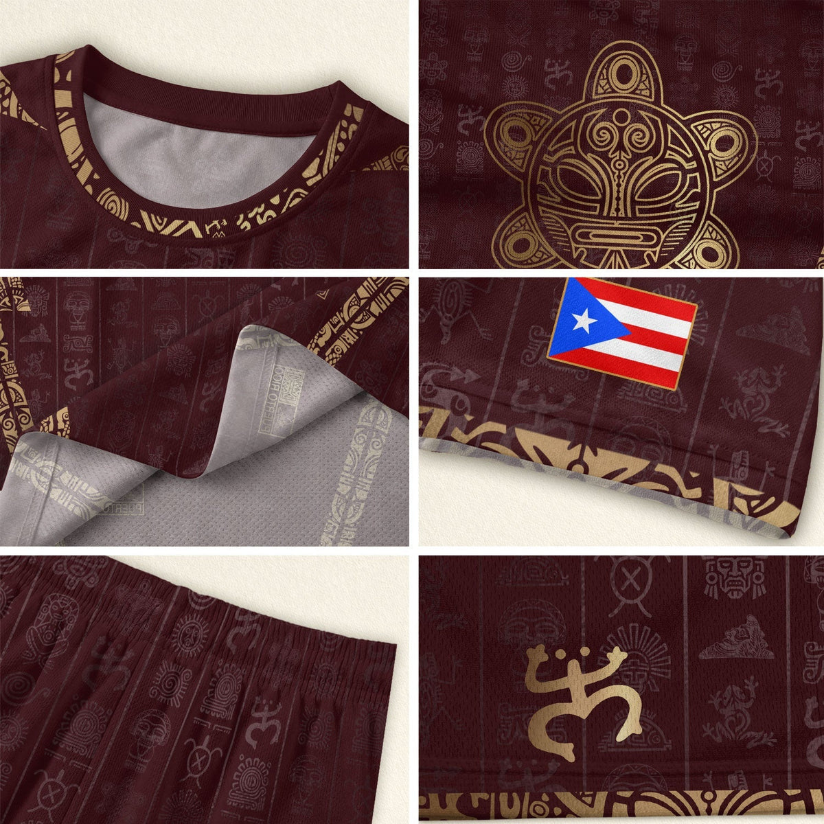 Maroon Gold, Kids Puerto Rico Soccer Jersey with Taino Sun for Boy and Girl, Puerto Rico Kids Soccer Jersey in Youth Soccer Jersey Style, Northryn Co.