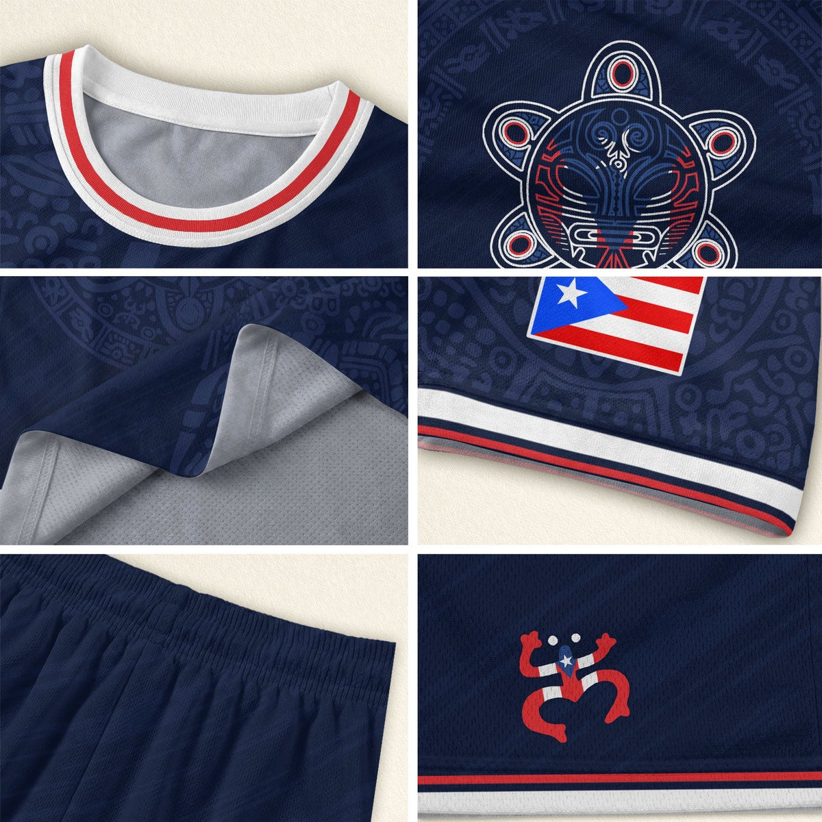 Navy Red White, Kids Puerto Rico Soccer Jersey for Boy and Girl with Taino Sun, Puerto Rico Kids Soccer Jersey Meets Youth Soccer Jersey, Northryn Co.