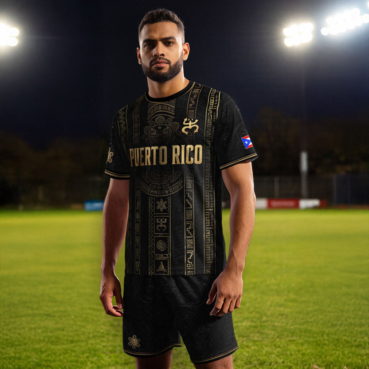 Taino Heritage Black Puerto Rico Soccer Jersey for Men and Women, Petroglyph, Trending Puerto Rico Shirt with Puerto Rico Jersey Appeal, Northryn Co.