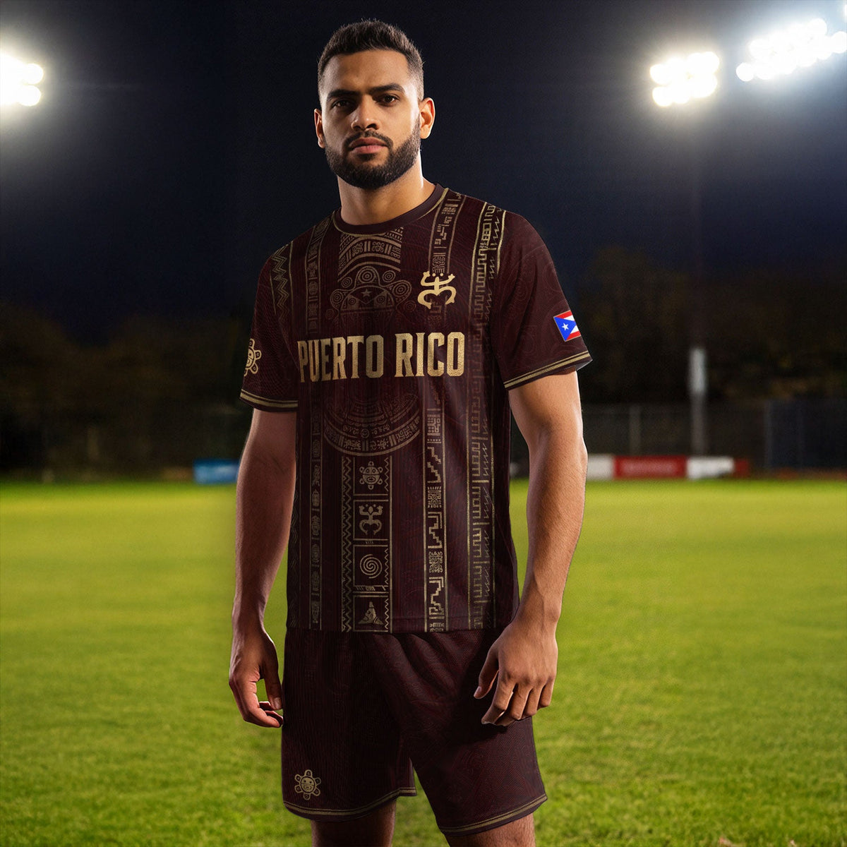 Boricua Pride Maroon Gold Puerto Rico Soccer Jersey for Men and Women, Taino Heritage, Top Puerto Rico Jersey and Puerto Rico Shirt, Northryn Co.