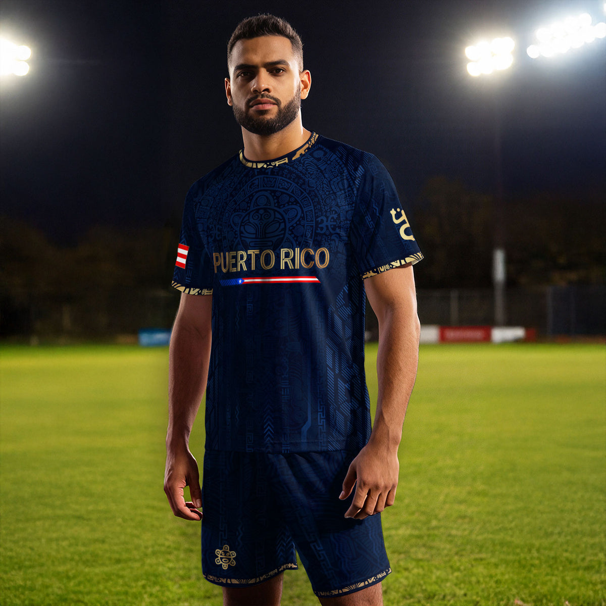 Puerto Rico Soccer Jersey Taino Sun Navy Gold Football Shirt Boricua Flag Apparel