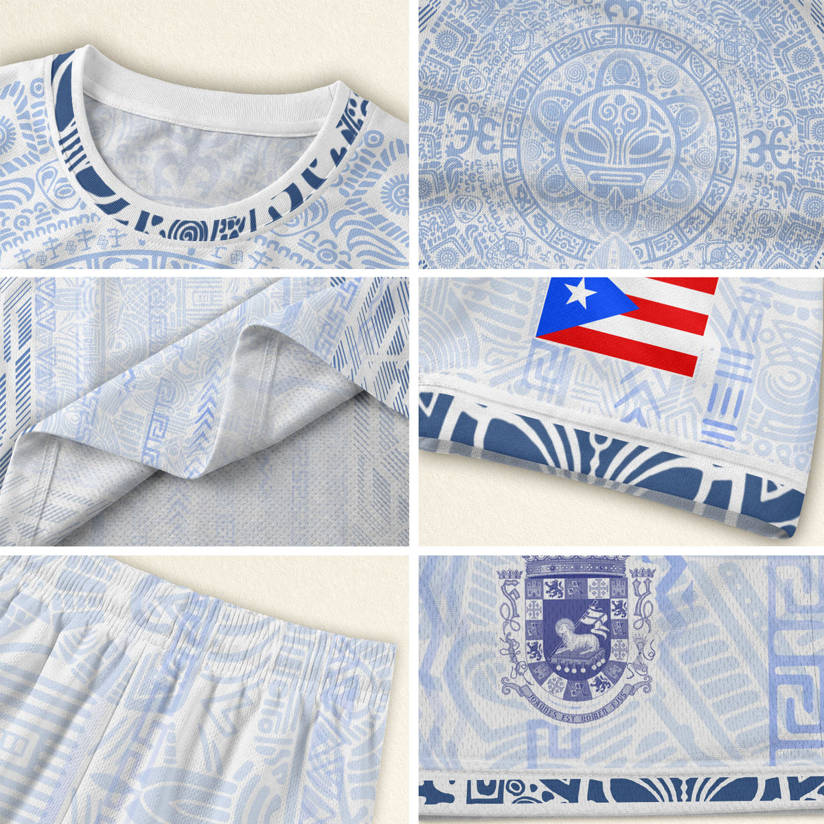 Authentic Youth White Puerto Rico Taino Sun Flag Athletic Team Soccer Jersey Shirt
