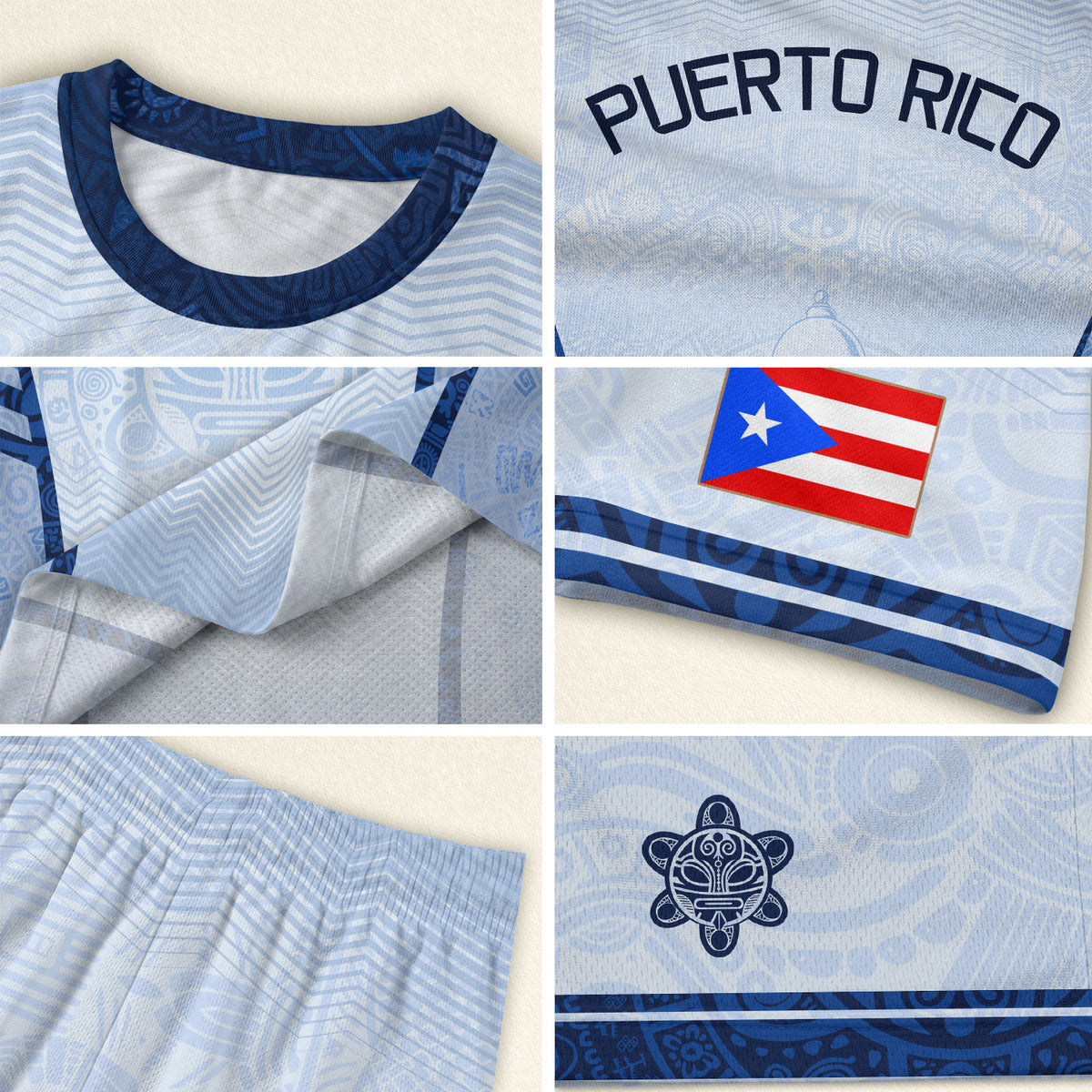 Puerto Rico Kids Soccer Jersey Shorts Set White Boricua Taino Football Outfit