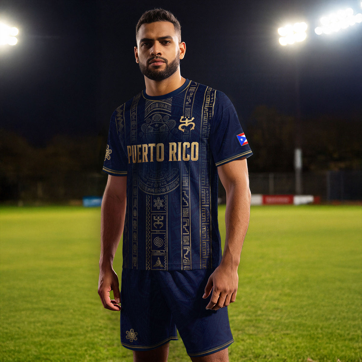 Navy Puerto Rico Soccer Jersey Men Boricua Taino Coqui Frog Culture Graphic