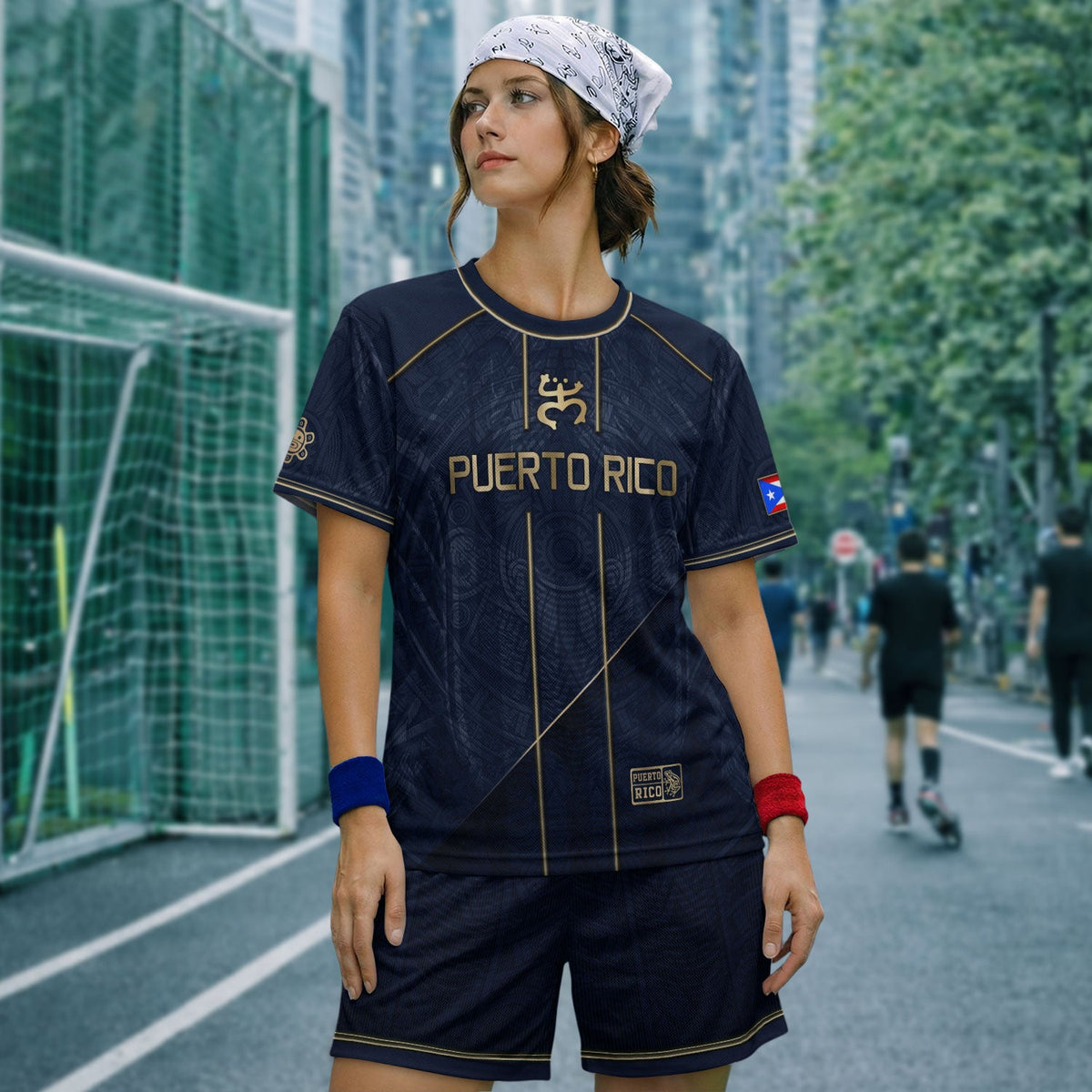 Puerto Rico Soccer Jersey in Elite Navy for Men and Women, Gold Taino Pattern Boricua Pride Top, Puerto Rico Jersey, Puerto Rico Shirt, Northryn Co.
