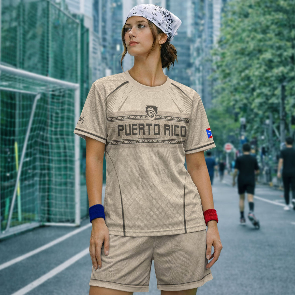 Puerto Rico Soccer Jersey for Men and Women, Beige Coqui Frog & Taino Tribal Pattern Art, Top Puerto Rico Jersey and Puerto Rico Shirt, Northryn Co.