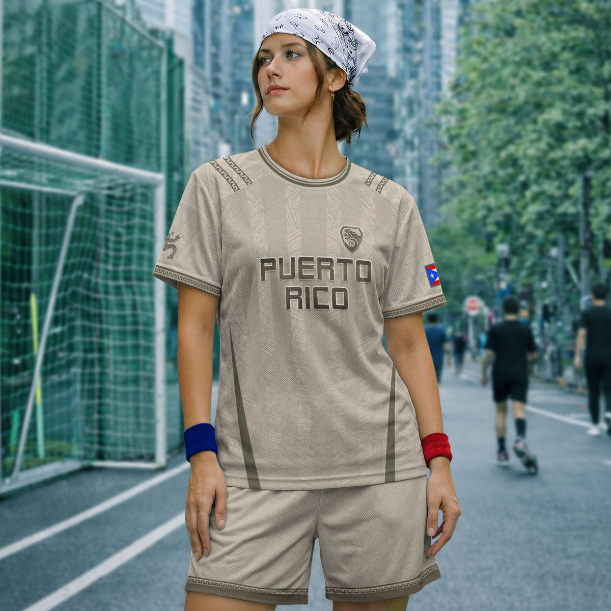 Taino Sun Beige Puerto Rico Soccer Jersey for Men and Women, Sol De Jayuya Pattern Edition, Top Puerto Rico Jersey and Puerto Rico Shirt, Northryn Co.