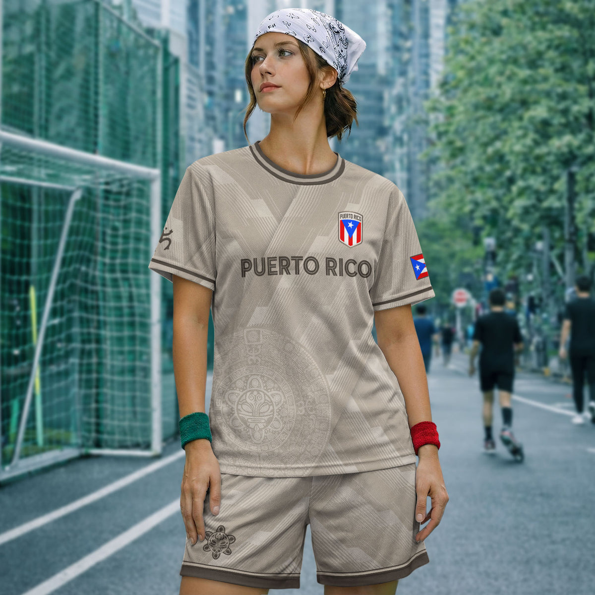 Camiseta de fútbol con máscara taína boricua azul marino de Puerto Rico, bandera tribal, orgullo nacional