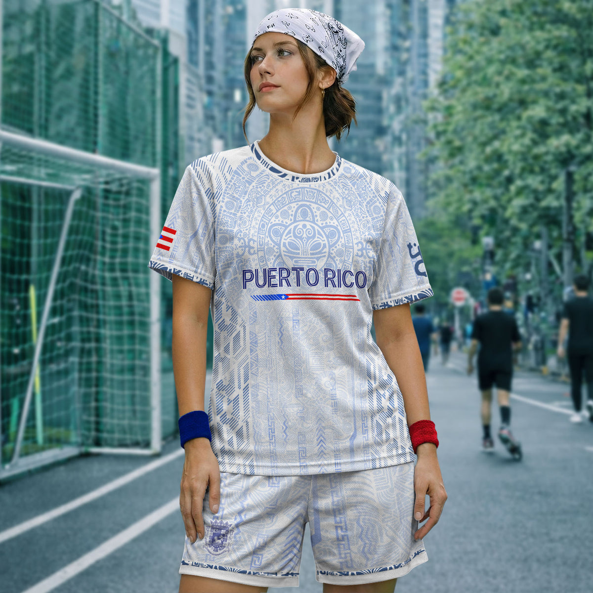 Puerto Rico Soccer Jersey White Blue Taino Sun Football Shirt Boricua Flag Apparel