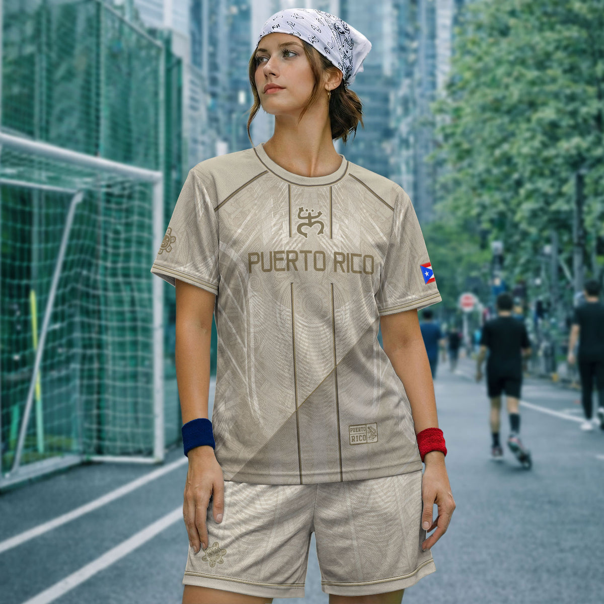 Beige Puerto Rico Soccer Jersey Men Boricua Taino Coqui Frog Culture Graphic