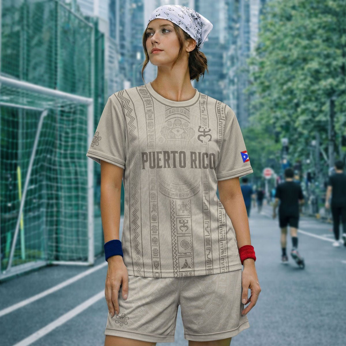 Camiseta de fútbol con máscara taína boricua azul marino de Puerto Rico, bandera tribal, orgullo nacional
