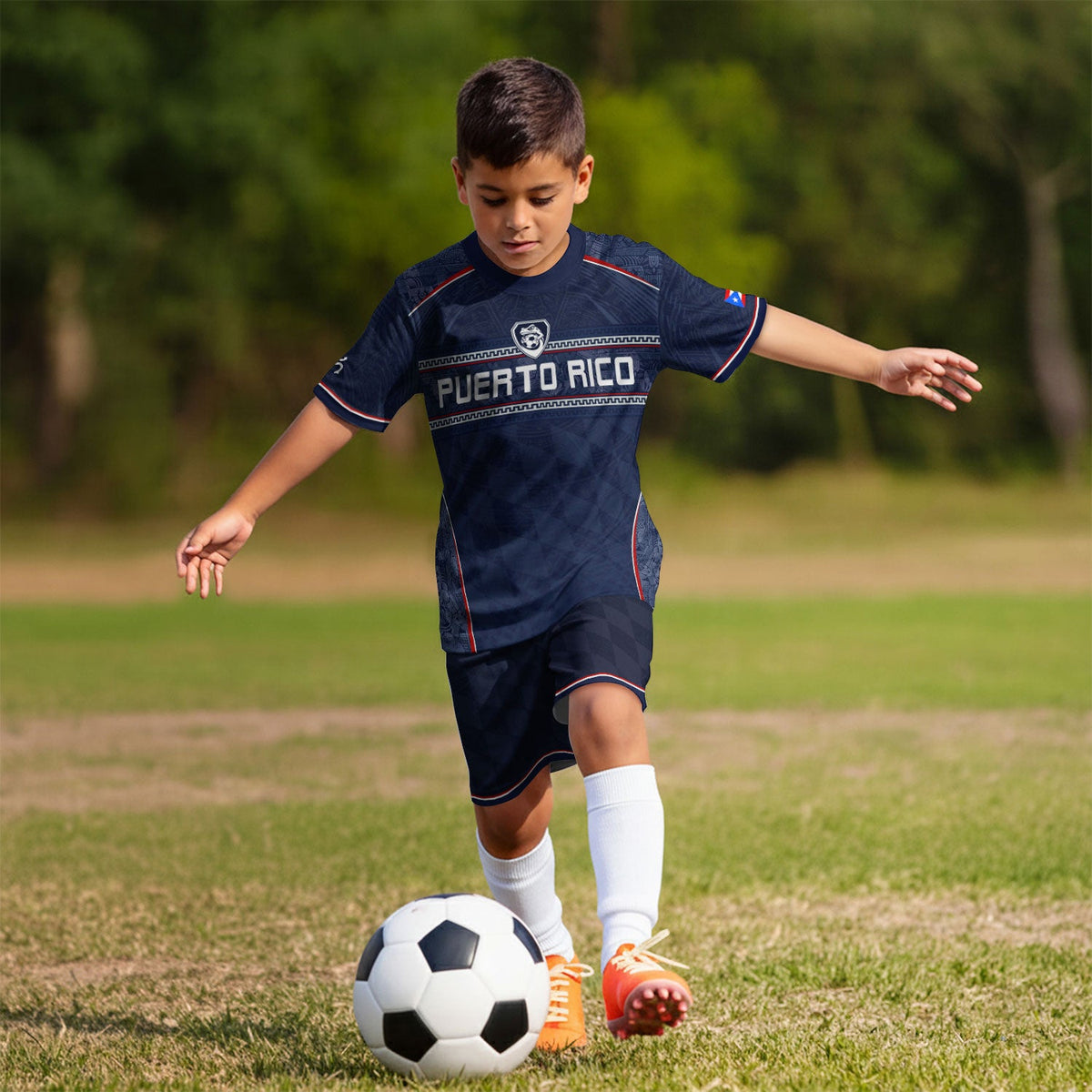 Kids Puerto Rico Soccer Jersey, Navy Blue Boricua Pride Coqui for Boy and Girl, Youth Soccer Jersey Meets Puerto Rico Kids Soccer Jersey, Northryn Co.