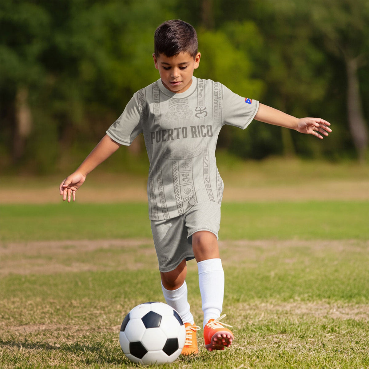 Kids Puerto Rico Soccer Jersey, Desert Beige Taino Coqui Frog for Boy and Girl, Youth Soccer Jersey Meets Puerto Rico Kids Soccer Jersey, Northryn Co.