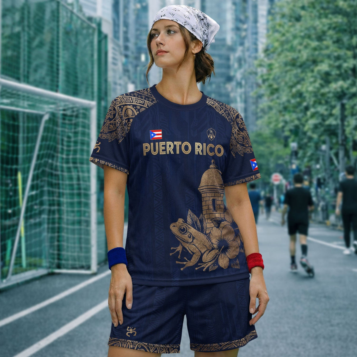 Puerto Rico Soccer Jersey in Navy Gold for Men and Women, Coqui Frog Garita Flower National, Puerto Rico Jersey and Puerto Rico Shirt, Northryn Co.