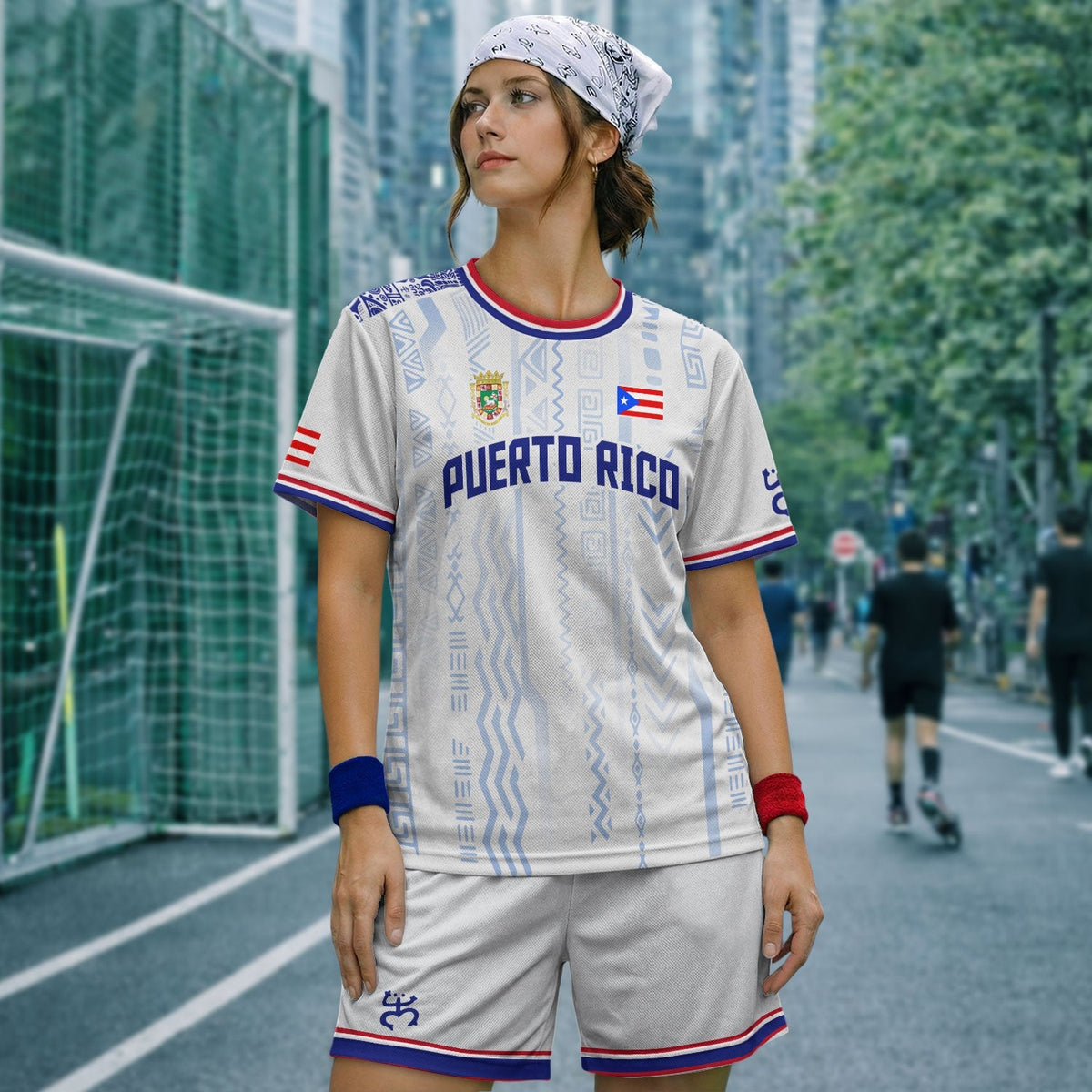 Taino Mask White Blue Puerto Rico Soccer Jersey for Men and Women, Coqui Tribal Ethnic Artistic, Puerto Rico Jersey, Puerto Rico Shirt, Northryn Co.