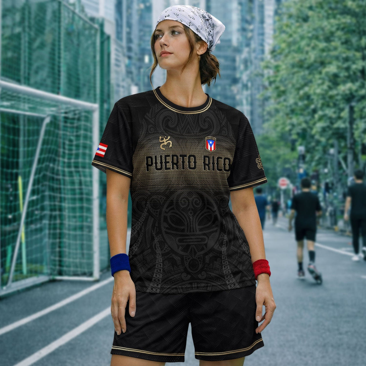 Puerto Rico Soccer Jersey with Coqui Frog for Men and Women, Taino Tribal National Black Gold, Puerto Rico Shirt and Puerto Rico Jersey, Northryn Co.